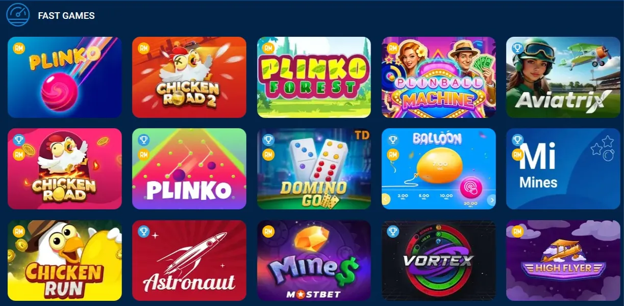 O’yin turlari va mashhur yo’nalishlar Mostbet